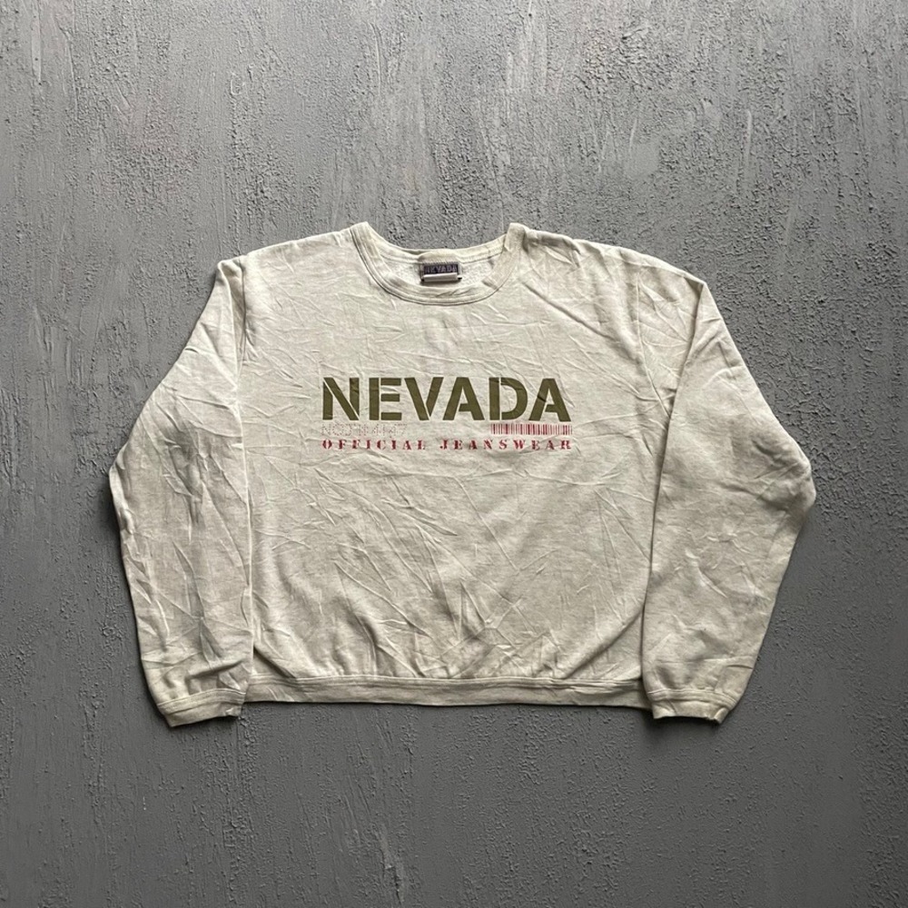 Vintage Nevada Graphic Sweatshirt Mens Large Beige 90s Nevada Jeanswear